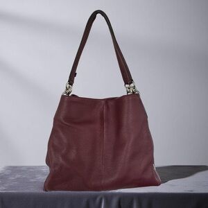 Coach Madison Phoebe Burgundy Pebbled Leather Elegant Shoulder Bag